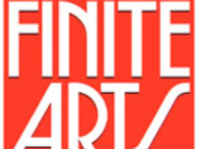 The picture has a huge Finite Arts text written in white with red background.